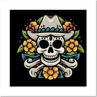 Cowboy Skull tattoo art Posters and Art